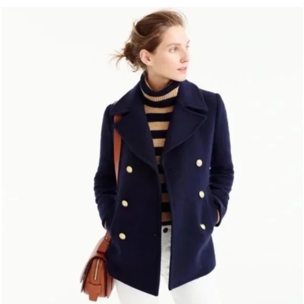J. Crew Nello Gori Women’s Wool Cashmere Pea Coat Navy Size 2